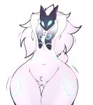  2019 alpha_channel anthro bovid caprine featureless female fur hands_behind_head hi_res kindred_(lol) lamb_(lol) league_of_legends lightningfire12 looking_at_viewer mammal mask pussy riot_games sheep simple_background solo thick_thighs transparent_background video_games white_body white_fur wide_hips 
