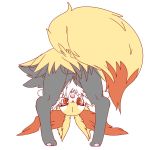  1:1 2018 anthro bent_over blush braixen dipstick_tail featureless_crotch female fur hi_res inner_ear_fluff kemono looking_at_viewer multicolored_body multicolored_fur multicolored_tail nintendo nyaswitchnya open_mouth pok&eacute;mon pok&eacute;mon_(species) rear_view simple_background solo surprise tuft video_games white_background 