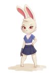  2019 3_toes 4_fingers alasou anthro clothed clothing digital_media_(artwork) eyebrows eyelashes female fingers fully_clothed hand_on_hip hi_res holding_gun holding_object holding_weapon jill_hopkins lagomorph leporid looking_at_viewer mammal portrait rabbit red_eyes smile solo standing toes weapon 