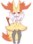  2018 3_toes blush bodily_fluids braixen crying dipstick_tail female front_view fur hi_res inner_ear_fluff looking_at_viewer multicolored_body multicolored_fur multicolored_tail nintendo nyaswitchnya open_mouth pok&eacute;mon pok&eacute;mon_(species) simple_background solo standing stick tears toes tuft video_games white_background 