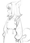  2019 anthro aruurara black_and_white blush canid canine canis clothed clothing domestic_dog female hair hi_res kemono mammal monochrome open_mouth simple_background sketch snout standing traditional_media_(artwork) white_background 