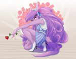 accessory anthro breasts clothing dragon dress female flower flower_in_hair footwear freedom_planet freedom_planet_2 hair hair_accessory high_heels jt-metalli long_hair looking_at_viewer plant purple_hair rose_(flower) sash_lilac shoes solo video_games 