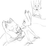  1:1 bed black_and_white breasts buckteeth canid canine cerebral_knievel cheek_tuft cunnilingus cutaway dipstick_ears disney eye_roll eyes_closed face_tuft featureless_breasts female fox furniture gloves_(marking) hi_res judy_hopps lagomorph leporid looking_pleasured mammal markings monochrome multicolored_ears nick_wilde nude on_bed open_mouth oral rabbit sex sitting sketch teeth tongue tongue_out torso_grab tuft vaginal zootopia 