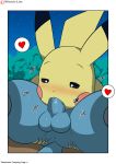  &lt;3 2019 absurd_res anthro anthro_on_anthro anus balls bodily_fluids duo erection fellatio hi_res lying male nintendo nude on_back on_top oral outside penile penis pikachu pok&eacute;mon pok&eacute;mon_(species) riolu sex sweat video_games winick-lim 