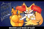  abstract_background anthro areola big_breasts big_butt big_ears braixen breasts butt dialogue digital_media_(artwork) duo female female/female fluffy fluffy_tail fur iamaneagle_(artist) invalid_tag multicolored_body multicolored_fur nintendo nipples nude open_mouth pikachu pok&eacute;mon pok&eacute;mon_(species) pussy sound_effects spanking text thick_thighs two_tone_body two_tone_fur video_games wide_hips 