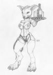  2019 alcohol anthro barmaid beverage big_feet blizzard_entertainment breasts camel_toe canid canine cleavage clothed clothing collar corset ecmajor female hair hi_res legwear lingerie looking_at_viewer mammal monochrome sketch solo stockings video_games waiter warcraft were werecanid werecanine whip worgen 