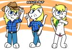  2019 anthro blonde_hair breasts clothed clothing cowboy cowboy_hat digital_media_(artwork) domestic_cat felid feline felis female fingers fur hair hat headgear headwear looking_at_viewer mammal open_mouth pokefound pussy simple_background smile solo tongue western 
