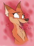 &lt;3 abstract_background ahegao anthro bodily_fluids breasts breath canid canine dipstick_ears disney drooling eye_roll fangs featureless_breasts female fox fur green_eyes half-length_portrait hi_res huff looking_pleasured mammal mrs._wilde multicolored_ears open_mouth orange_body orange_fur pink_background portrait saliva saliva_string simple_background solo sweat sweatdrop tears tongue tongue_out visiti zootopia 