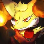  &lt;3 1:1 2018 3_fingers anthro bell black_background bust_portrait canid canine delphox digital_media_(artwork) eyelashes fan_character female fingers fire fortuna_(unknownlifeform) fur heart_nose hi_res holding_object inner_ear_fluff jingle_bell mammal neck_bow nintendo orange_body orange_fur pok&eacute;mon pok&eacute;mon_(species) portrait red_body red_eyes red_fur simple_background solo standing stick tuft unknownlifeform video_games white_body white_fur yellow_body yellow_fur yellow_nose 