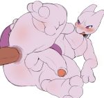  2019 anal anal_penetration anal_tugging anthro balls blush disembodied_penis duo felid feline hi_res humanoid_penis legendary_pok&eacute;mon lying male male/male male_penetrated male_penetrating male_penetrating_male mammal mewtwo nintendo nude nukochi penetration penis pok&eacute;mon pok&eacute;mon_(species) sex simple_background solo_focus video_games white_background 
