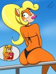  activision bikini butt clothing coco_bandicoot crash_bandicoot crash_bandicoot_(series) dessert drake-rex female food green_eyes hi_res ice_cream popsicle swimwear tawna_bandicoot video_games 