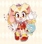  2019 ambiguous_gender anthro azuzu chao_(sonic) cheese_the_chao clothing cream_the_rabbit duo female footwear gesture gloves handwear lagomorph long_ears mammal open_mouth open_smile smile sonic_(series) video_games waving 