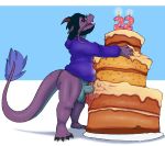  anthro asian_mythology balls barefoot bigsleepydragon birthday birthday_cake bottomless cake clothed clothing dragon east_asian_mythology eastern_dragon eroborus facial_hair feet food food_play hi_res hoodie humping_food male mythology penis reptile scalie sex solo topwear 