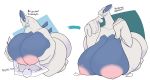 2019 absurd_res anthro big_breasts breast_smother breasts dgenr dialogue digital_media_(artwork) duo female fingers hi_res huge_breasts human human_on_anthro hyper hyper_breasts interspecies legendary_pok&eacute;mon long_neck lugia male male/female mammal nintendo nipples nude open_mouth pok&eacute;mon pok&eacute;mon_(species) pok&eacute;philia simple_background smothering thick_thighs video_games 