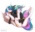  2019 69_position absurd_res anus arthropod changeling cutie_mark drone_(mlp) duo equid f0rever13 feathered_wings feathers female feral friendship_is_magic green_eyes hi_res hole_(anatomy) hooves horn legs_up mammal my_little_pony oral princess_celestia_(mlp) pussy sex simple_background spread_legs spreading text tongue tongue_out underhoof url white_background white_body white_feathers winged_unicorn wings 