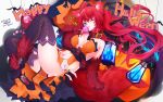  animal_ears aqua_eyes candy collar elbow_gloves gloves halloween lollipop original pumpkin red_hair reku_hisui signed tail wolfgirl 