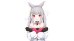  amashiro_natsuki animal_ears blush bunny_ears bunnygirl collar gray_hair long_hair original pink_eyes twintails white 