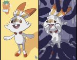  2019 ambiguous_gender bodily_fluids bukkake carrot cum cum_on_face digital_media_(artwork) food fur genital_fluids humanoid_penis invalid_tag lagomorph mammal newd nintendo open_mouth penis plant pok&eacute;mon pok&eacute;mon_(species) scorbunny shadow simple_background smile vegetable video_games 