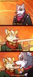  absurd_res bodily_fluids canid canine canis comic duo eye_patch eyewear fox fox_mccloud hi_res humor male mammal nintendo star_fox sweat ventkazemaru video_games wolf wolf_o&#039;donnell 