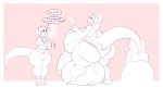  2017 anthro balls beverage big_balls big_breasts breasts butt canid canine clothed clothing coffee digital_media_(artwork) dragon duo english_text fully_clothed gynomorph huge_balls huge_breasts humanoid hyper hyper_balls hyper_breasts hyper_penis ineffective_clothing intersex line_art male mammal monochrome mr.pink outside penis plantigrade pwink snowman standing text zara_(omitme) 