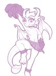  2019 3_toes anthro bottomwear clothing darkhazard dragon female friendship_is_magic hi_res horn looking_at_viewer my_little_pony navel pom_poms pussy simple_background skirt smolder_(mlp) solo toes wings 