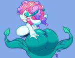  anus big_breasts big_butt breasts butt butt_grab female florges flower hand_on_butt huge_butt looking_at_viewer nintendo plant pok&eacute;mon pok&eacute;mon_(species) solo tarokarma tongue tongue_out video_games watermark 