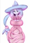  2019 armless big_breasts black_sclera blue_eyes breasts cheezayballz clothed clothing female hair hat hatterene headgear headwear hi_res humanoid multicolored_hair nintendo not_furry pok&eacute;mon pok&eacute;mon_(species) signature simple_background solo unknown_pok&eacute;mon video_games white_background 