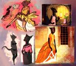  anthro black_body black_fur clothed clothing domestic_cat dress felid feline felis female fur mammal orange_clothing orange_dress ricket solo soot_(ragamuffins) warm_colors yellow_eyes 