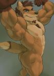  anthro blue_eyes butt canid canine fox guzreuef hi_res male mammal muscular muscular_male nude pecs solo 