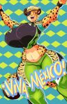  2017 big_breasts breasts clothed clothing cosplay curvy_figure eye_patch eyewear felid female happy hi_res huge_breasts independence_of_mexico jaeh jaguar king_of_fighters mammal pantherine ramon_(kof) rosita skimpy solo spanish_text text thick_thighs translated voluptuous wide_hips 
