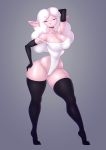  absurd_res anthro bovid breasts camel_toe caprine cleavage clothed clothing droopy_(series) female hi_res leggy_lamb mammal metro-goldwyn-mayer nipple_outline pose sanfingulipunrapin sheep sheep_wrecked wide_hips 