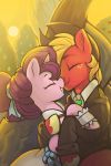  2019 absurd_res big_macintosh_(mlp) blonde_hair clothing cowboy_hat dimfann duo equid equine freckles friendship_is_magic hair hat headgear headwear hi_res horn horse hug mammal my_little_pony pony romantic_couple stetson sugar_belle_(mlp) unicorn 