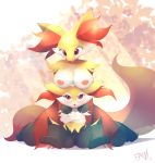  annoyed anthro b-epon big_breasts black_body black_fur blush boob_hat braixen breasts butt canid canine cheek_tuft claws crossed_arms delphox digital_media_(artwork) digitigrade duo face_tuft female fur grabbing_from_behind hi_res inner_ear_fluff mammal multicolored_body multicolored_fur nintendo nipples paws pok&eacute;mon pok&eacute;mon_(species) pussy red_body red_eyes red_fur size_difference smaller_female smile spread_legs spreading thick_thighs tuft video_games wide_hips yellow_body yellow_fur 