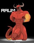  absurd_res balls big_balls big_penis demon hands_behind_back hi_res male muscular nipples paladins penis raum_(paladins) reptilligator solo vein video_games 