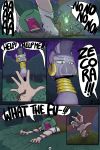  anon bone bound comic dialogue equid equine face_shield female friendship_is_magic hi_res human male mammal mask my_little_pony night outside pear_butter_(mlp) shoutingisfun skeleton undead zebra zecora_(mlp) 
