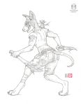  2019 anthro barefoot canid canine canis clothed clothing digital_media_(artwork) digitigrade domestic_dog ear_piercing ear_ring female kacey mammal mouse murid murine piercing rodent smile standing teeth traditional_media_(artwork) 