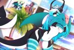  2019 anthro beach blue_eyes blurred_background breasts cetacean clothing cloud dark_skin day delphinoid digital_media_(artwork) dragon drednaw duo ear_piercing ear_ring eyeshadow female feral fin fingers gradient_hair gym_leader hair hi_res human hybrid long_hair makeup mammal marine midriff navel nessa_(pok&eacute;mon) nintendo nipples oceanic_dolphin orca outside penelope piercing pok&eacute;mon pok&eacute;mon_(species) pubes rainbowscreen seaside smile solo_focus standing toothed_whale video_games water white_hair 