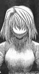  1girl arcueid_brunestud artist_request blonde_hair breasts character_name covered_eyes dark_persona grin hair_intakes hair_over_eyes large_breasts melty_blood shaded_face sharp_teeth short_hair smile solo source_request sweater teeth tsukihime turtleneck type-moon upper_body warcueid 