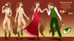  16:9 absurd_res breasts canid canine canis clothing domestic_dog dress female freckles front_view green_eyes hair hi_res iggi mammal mischa_tavish rear_view red_hair 