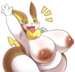  anthro big_breasts blush breasts female hi_res huge_breasts kify nintendo overweight pok&eacute;mon pok&eacute;mon_(species) simple_background solo thick_thighs video_games yamper 