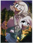  absurd_res anatid anseriform avian bird clothing disney duck ducktales ducktales_(2017) female female/female hi_res itsdetectiveliz lena_(ducktales) night webby_vanderquack 