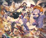  6+girls abigail_williams_(fate/grand_order) animal_ears ass balloon bandages bandaid_on_forehead bangs bare_shoulders bat_wings black_bow black_fundoshi black_hair black_jacket black_legwear blonde_hair blue_eyes blush bow braid breasts brown_hair candy cat_ears chinese_clothes cleavage cropped_vest crossed_bandaids dangerous_beast dudou earrings elbow_gloves ereshkigal_(fate/grand_order) eyeliner fate/apocrypha fate/grand_order fate_(series) food forehead forehead_jewel french_braid full_moon fundoshi fur-trimmed_gloves fur-trimmed_legwear fur_collar fur_trim gloves gourd green_eyes grey_eyes grin hair_bow hair_bun hair_over_one_eye halloween halloween_costume headpiece heroic_spirit_traveling_outfit highres holding_balloon hoop_earrings infinity ishtar_(fate/grand_order) jack-o&#039;-lantern jacket japanese_clothes jeanne_d&#039;arc_(alter)_(fate) jeanne_d&#039;arc_(fate)_(all) jewelry katana large_breasts lavender_hair long_hair looking_at_viewer low-tied_long_hair makeup mash_kyrielight mata_hari_(fate/grand_order) minamoto_no_raikou_(fate/grand_order) moon mordred_(fate) mordred_(fate)_(all) multicolored_hair multiple_girls multiple_hair_bows mummy_costume o-ring oni oni_horns open_mouth orange_belt orange_bow parted_bangs polka_dot polka_dot_bow ponytail pumpkin purple_eyes purple_gloves purple_hair purple_legwear red_eyes red_hair revealing_clothes rope sash short_eyebrows short_hair shorts shuten_douji_(fate/grand_order) shuten_douji_(halloween_caster)_(fate) sidelocks silver_hair sleeves_past_fingers sleeves_past_wrists smile space_ishtar_(fate) stuffed_animal stuffed_toy sword tail teddy_(khanshin) teddy_bear thighs tiara two-tone_hair two_side_up very_long_hair vest weapon wings wolf_ears wolf_girl wolf_tail yellow_eyes yellow_gloves yellow_shorts yellow_vest 
