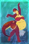  anthro belly belly_dancer big_belly big_breasts breasts bush_viper digital_media_(artwork) eris_(therebemonsters) female female_pred harem_outfit hi_res old_world_viper oral_vore reptile rumbling_stomach scalie simple_background snake solo thick_thighs touchofsnow veil viper vore 