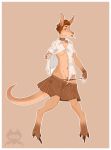  aiden_taylor anthro bottomwear breasts clothing collar kaiven kangaroo macropod mammal marsupial panties rudethefox shirt simple_background skirt topwear under_boob underwear 