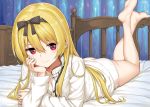  arifureta_shokugyou_de_sekai_saikyou ass barefoot bed blonde_hair panties takayaki underwear yue_(arifureta) 