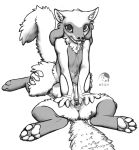  ambiguous_gender anatomically_correct anatomically_correct_pussy animal_genitalia animal_pussy anthro anus bodily_fluids canine_pussy clitoral_fossa facesitting female female/ambiguous hi_res looking_at_viewer monochrome nintendo pawpads pok&eacute;mon pok&eacute;mon_(species) pussy riolu saliva saliva_string spread_pussy spreading tongue tongue_out video_games yojek163 