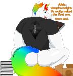  alpha_channel anthro book bottomless box butt clothed clothing crouching dave_(character) digital_media_(artwork) equid equine hair horn male mammal master_sword melee_weapon multicolored_hair muscular muscular_male nintendo notkastar rainbow signature smile solo sword teeth the_legend_of_zelda tongue triforce unicorn video_games weapon 