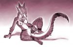  anrim anthro anus breasts claws digitigrade dildo_in_pussy dragon ear_piercing ear_ring female markings monochrome nipples nude open_mouth piercing pussy rollwulf sitting solo tongue tongue_out vaginal wingless_dragon 