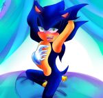  2011 anal anal_penetration andromorph bodily_fluids drooling green_eyes hi_res intersex looking_at_viewer penetration pussy sadic-shadow saliva sex_toy sonic_(series) sonic_the_hedgehog vaginal 