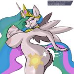  anthro big_breasts breast_grab breasts equid female friendship_is_magic hand_on_breast horn longtailshort mammal my_little_pony nude princess_celestia_(mlp) simple_background spanking winged_unicorn wings 